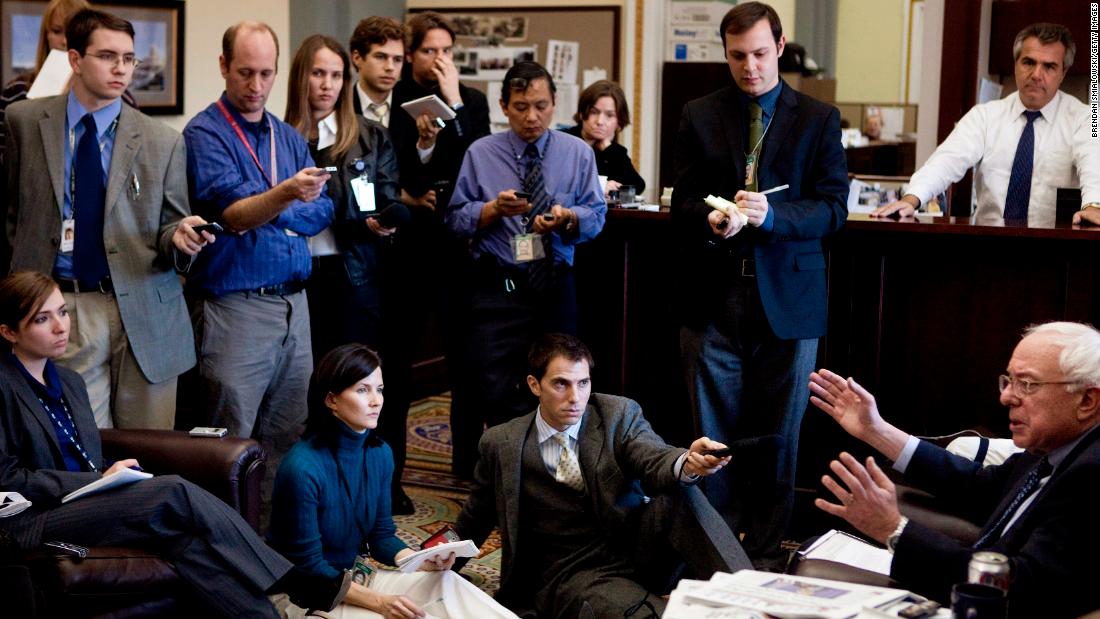 Sanders speaks to reporters in 2010 about the Obama administration&#39;s push to extend Bush-era tax cuts. Three days later, Sanders held a filibuster against the reinstatement of the tax cuts. His speech, which lasted more than eight hours, was published in book form in 2011. It is called &quot;The Speech: A Historic Filibuster on Corporate Greed and the Decline of Our Middle Class.&quot;